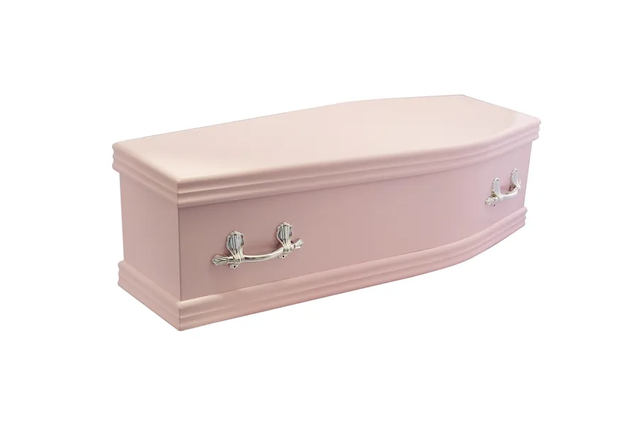 Child's baby pink coffin
