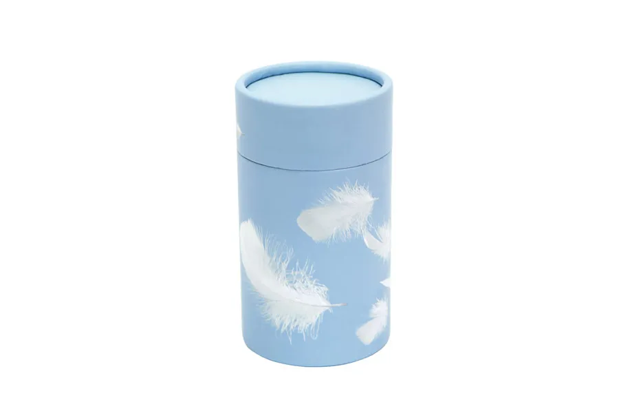 childs blue feather scatter tube